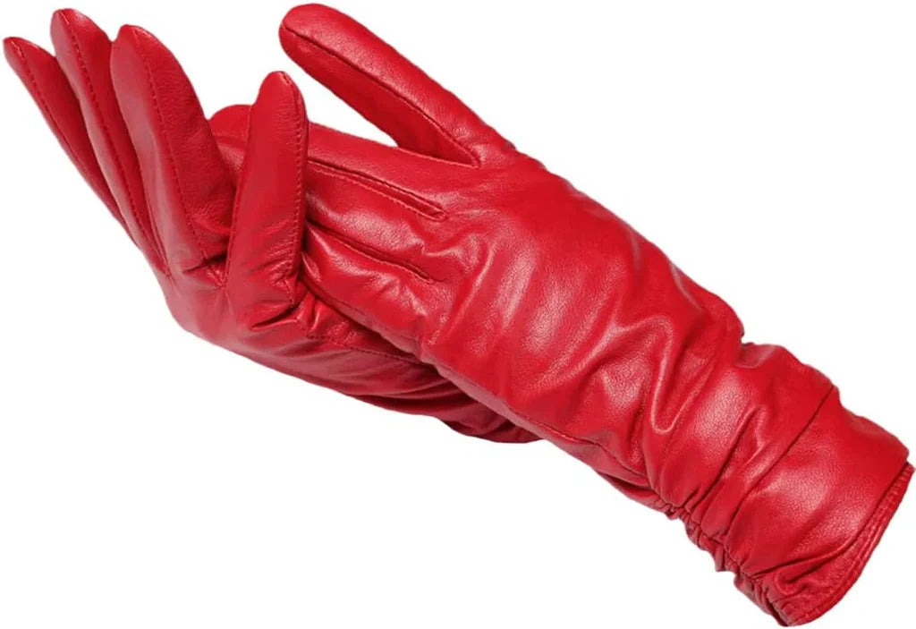 Warme leren dameshandschoenen, gevoerd met schapenvacht. Perfecte winterhandschoenen.