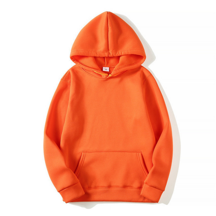 Close-up van de zachte stof van een effen herenhoodie, ultiem comfort voor casual herenmode.