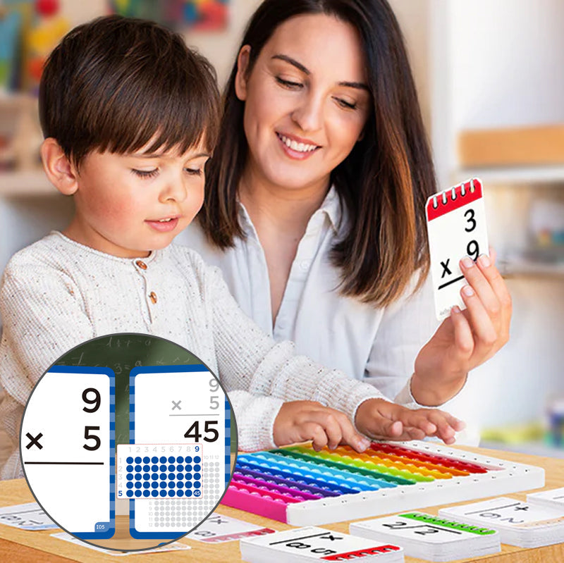 Kind leert rekenen met interactieve flitskaarten. Stimuleert spelenderwijs wiskunde, concentratie en plezier in leren.