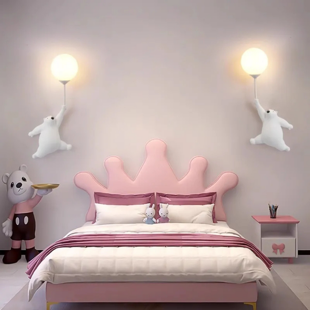 Muurdecoratie: acrylwandlamp beer met ballon, driekleurig ledlicht. Perfecte sfeerverlichting voor kinderkamer.
