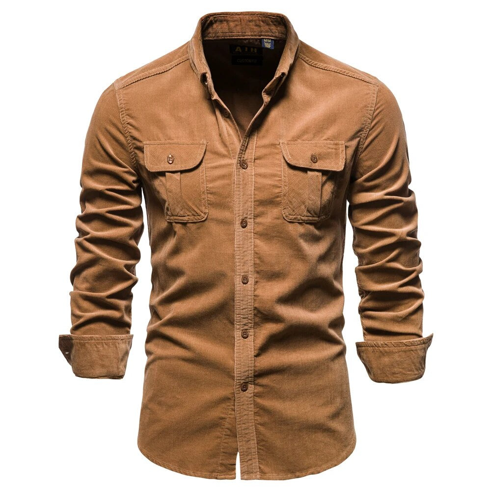 Comfortabel corduroy heren overhemd, ideaal voor casual stijl in de herfst.