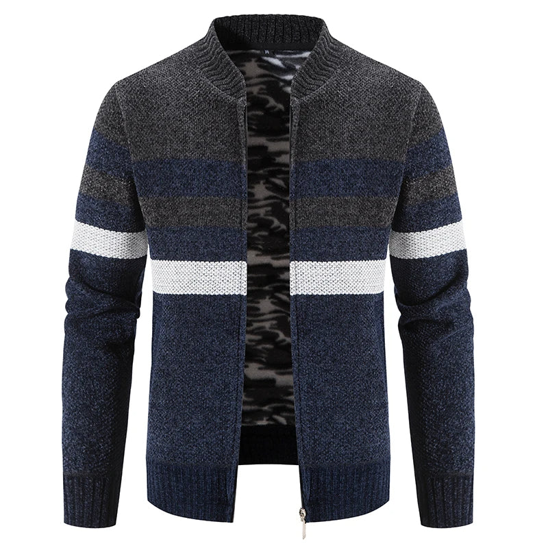 Stijlvol heren vest, gestreept met ritssluiting. Ideaal als casual bovenkleding voor de herfstmode.