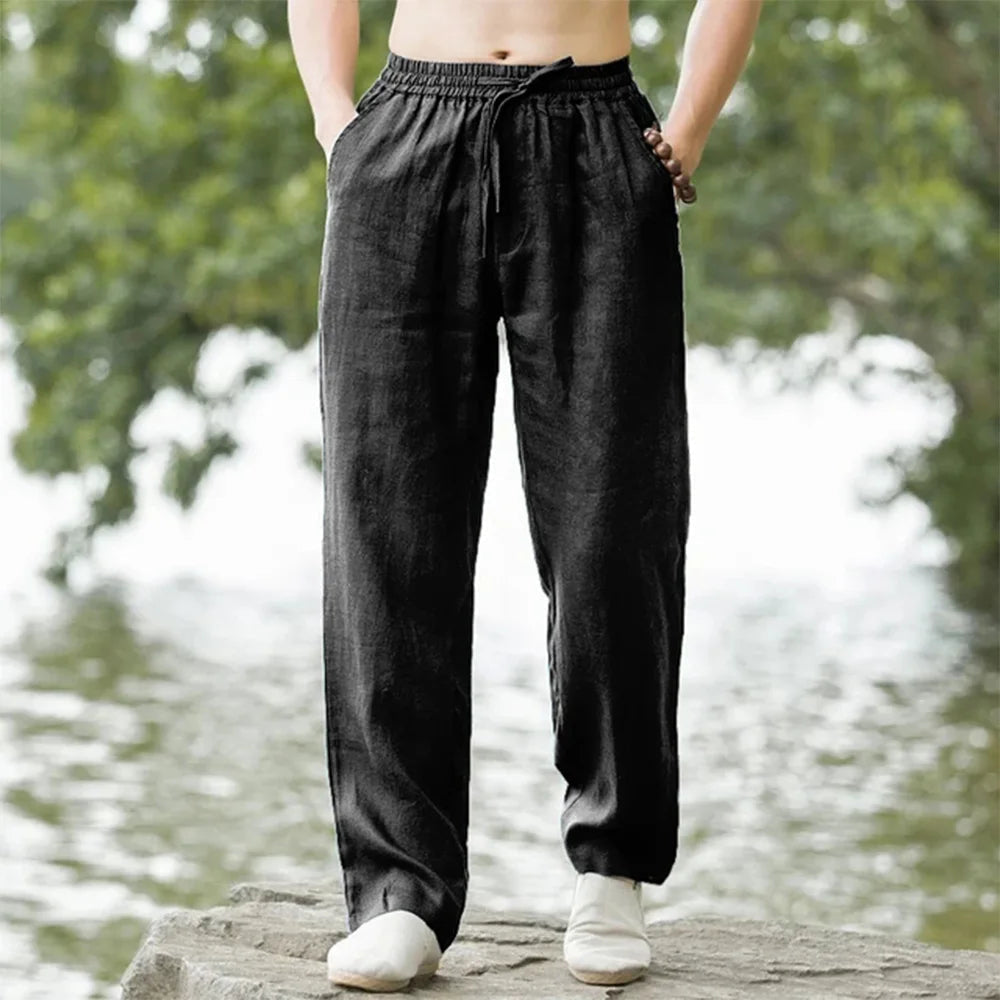 Khaki heren zomerbroek met relaxte pasvorm. Perfect voor strand of casual zomerse dagen.