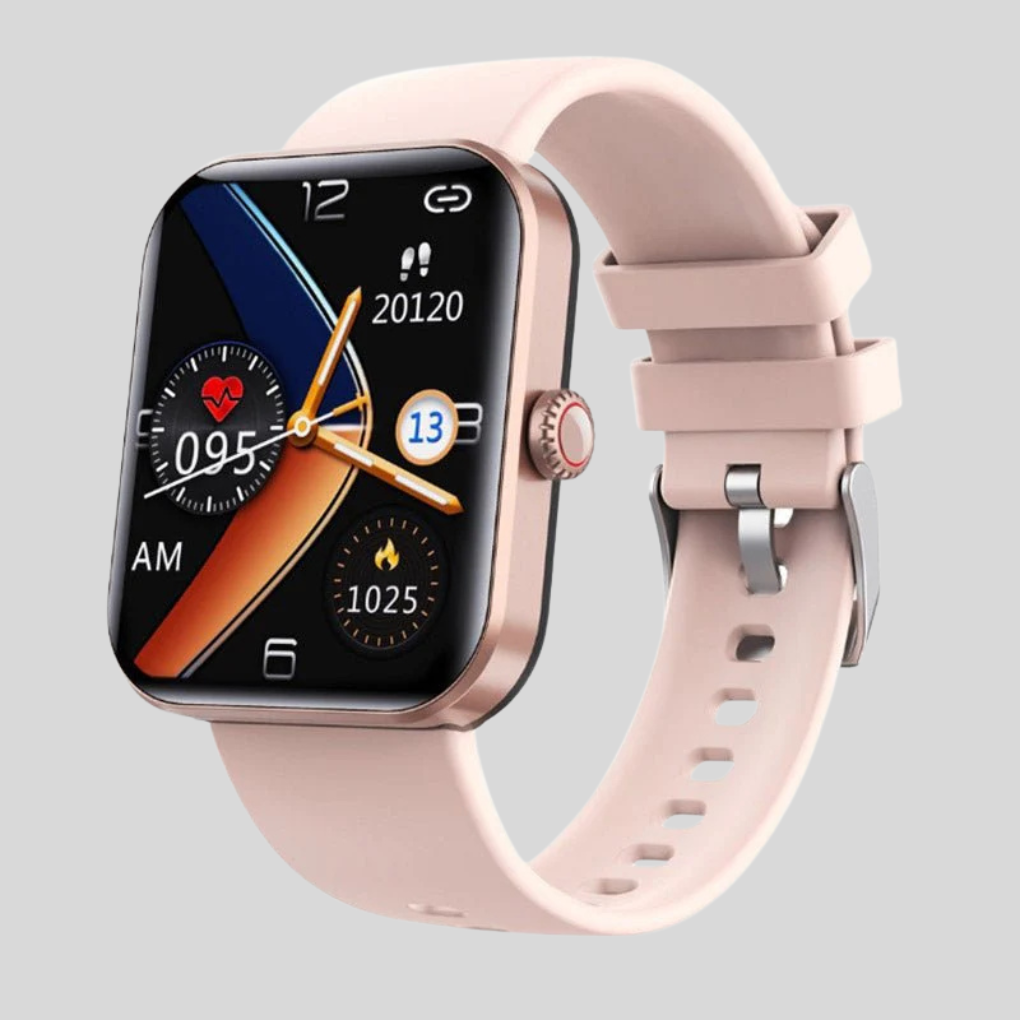 Slimme wearable met real-time hartslag, bloeddruk & zuurstof monitoring; digitale polsband voor fitness.