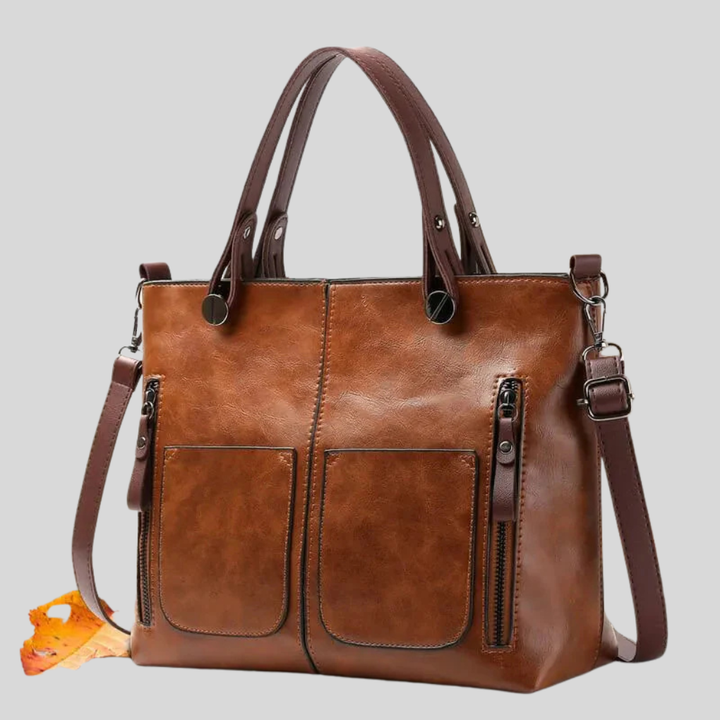 Stijlvolle dames leren schoudertas van echt leer. Praktische handtas voor dagelijks gebruik, elegant accessoire.