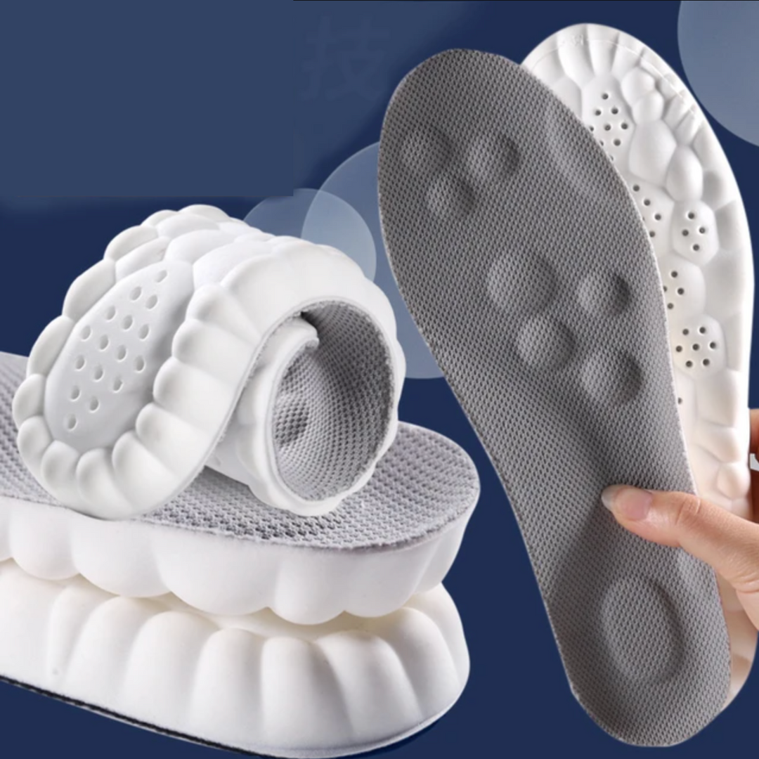 Onderzijde van FlexiStride inlegzool met antislip textuur; voor stevige grip en voorkoming van verschuiven in hardloopschoenen.