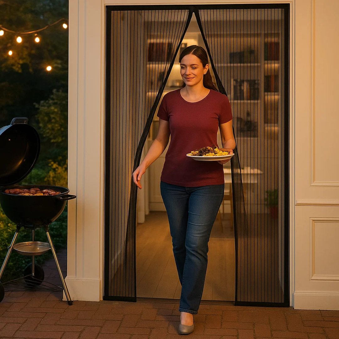 Geen muggen meer! Bescherm uw huis met dit zwarte magnetische gaasdeur vliegenraam, ideaal voor zomers comfort.
