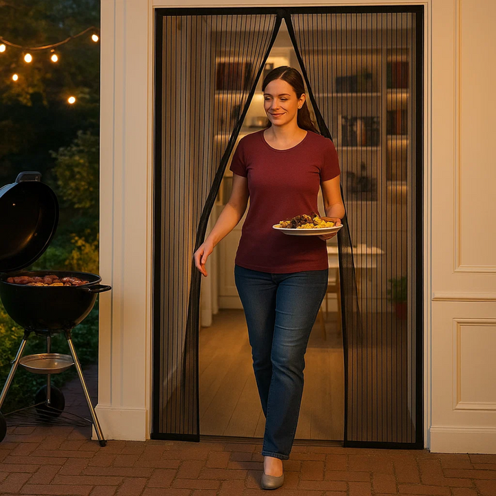 Geen muggen meer! Bescherm uw huis met dit zwarte magnetische gaasdeur vliegenraam, ideaal voor zomers comfort.