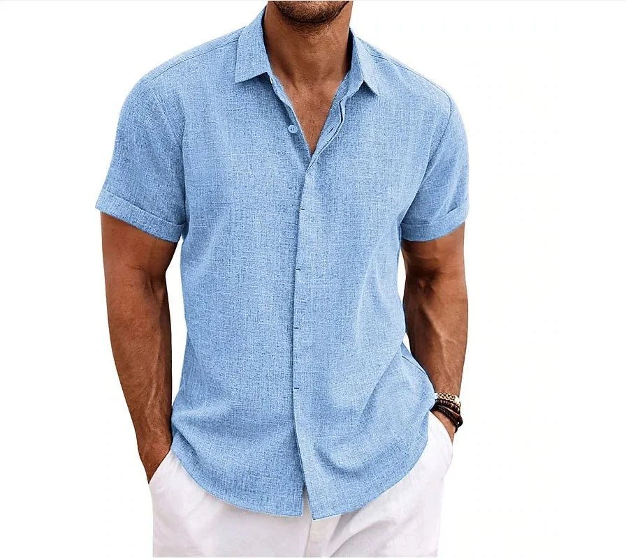 Casual heren overhemd met korte mouw. Relaxed fit zomershirt, lichtgewicht en ademend voor vrijetijd.