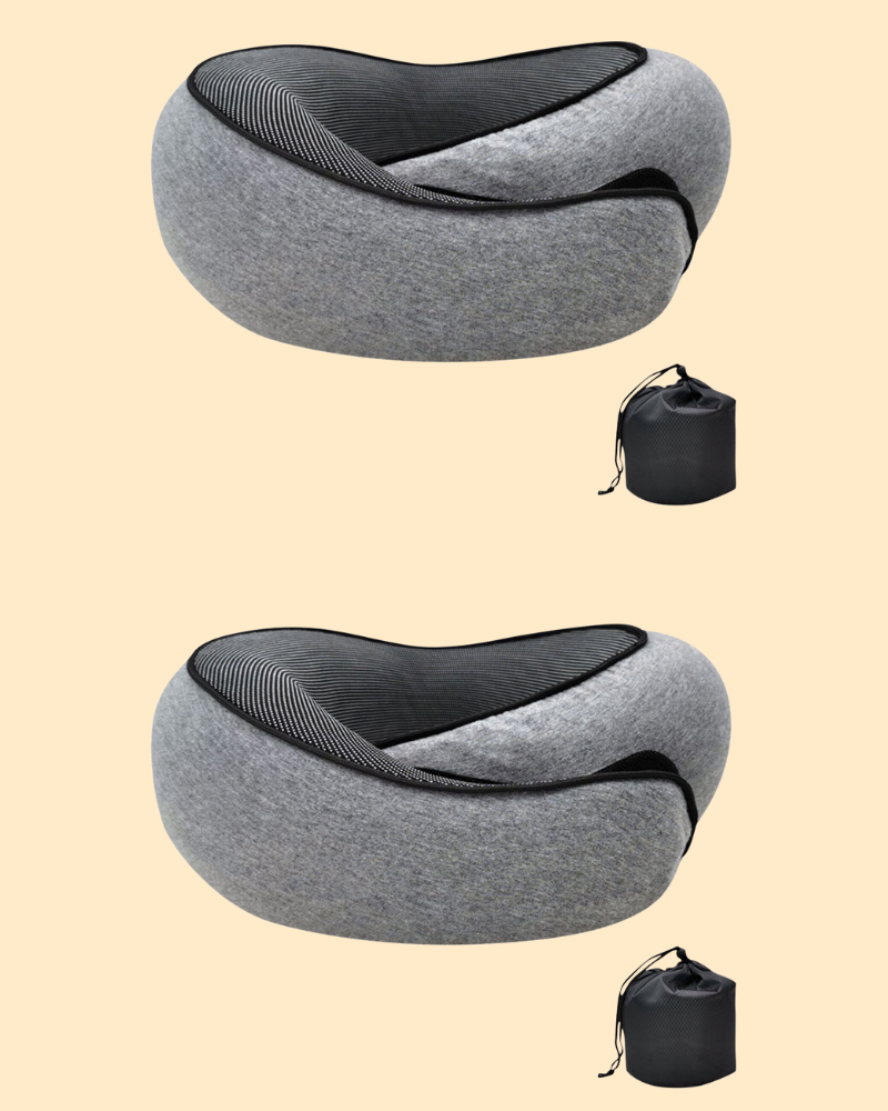 Lichtgewicht reiskussen van traagschuim, perfect voor comfort en ondersteuning in vliegtuig.