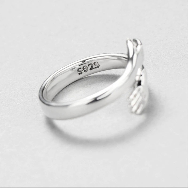 Dames verstelbare knuffelring van sterling zilver, perfect voor liefde en vriendschap.