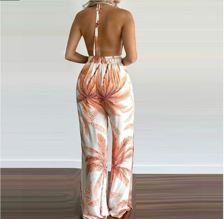 Elegante halternek maxi jurk met open rug, modieuze damesjurk voor zomeravonden.