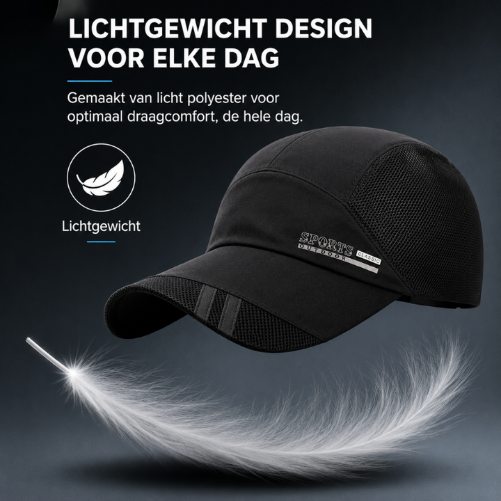 Lichtgewicht baseballcap, unisex en verstelbaar, ideaal voor reizen, wandelen en fietsen.
