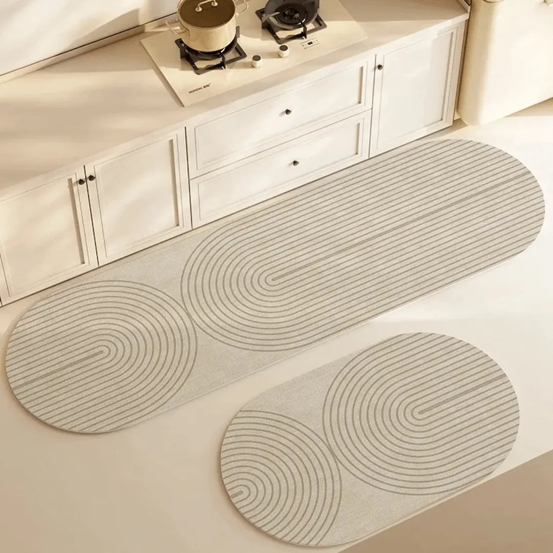 Absorberende antislip keukenmat DryLane, houdt vloer droog en veilig; ideaal voor intensief gebruik in de keuken.
