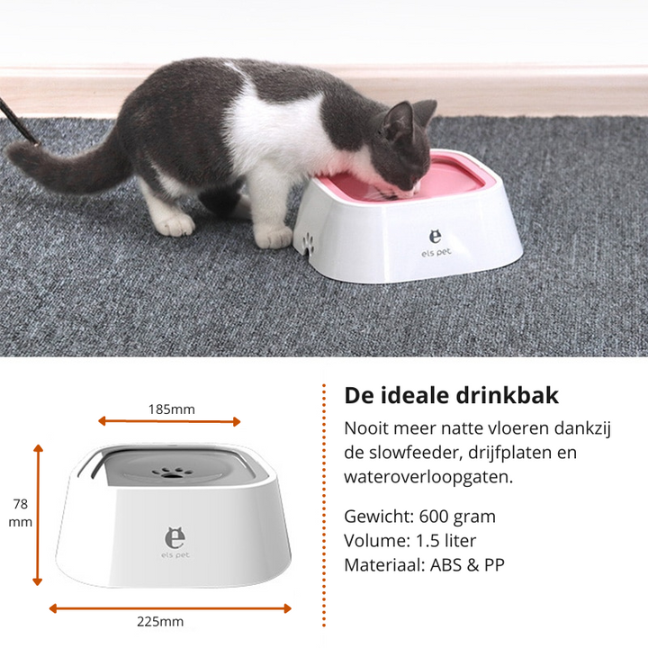 Duurzame kunststof morsvrije waterbak voor huisdieren, compact design, ideaal voor thuis & reizen.