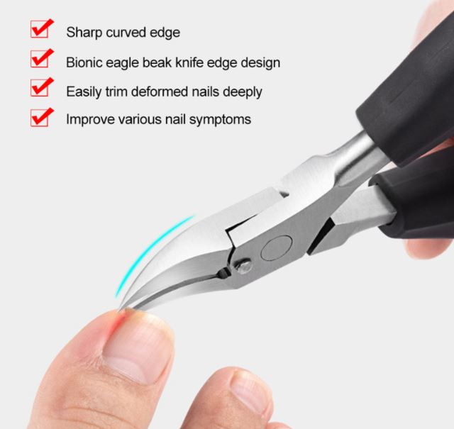 Ergonomische rvs nagelknipper voor ingegroeide teennagels en dikke nagels. Ideaal voor pedicure en nagelverzorging.