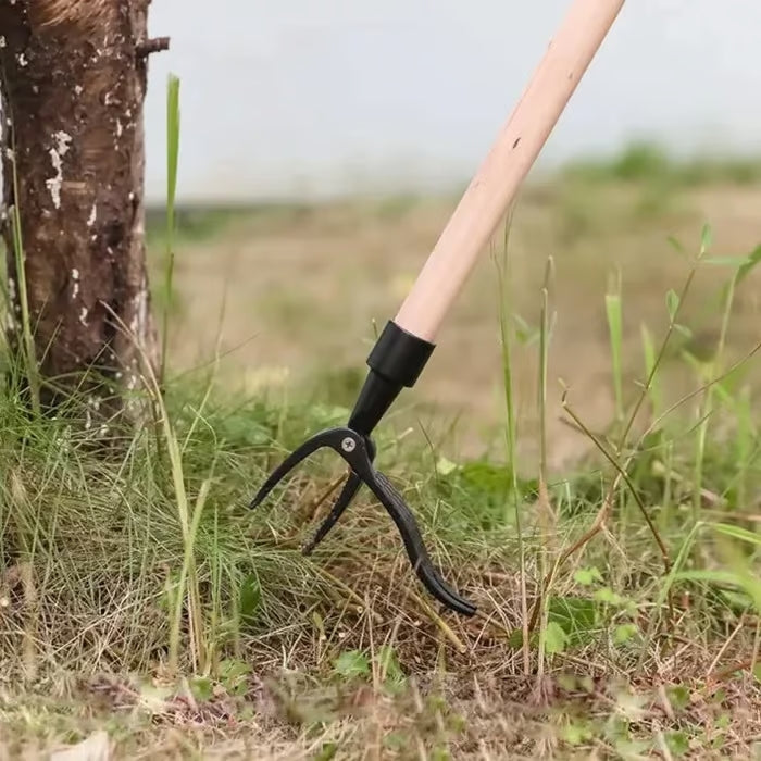 Afbeelding van de staande onkruidtrekker WeedGrip die diep wortelonkruid verwijdert. Efficiënt tuingereedschap.