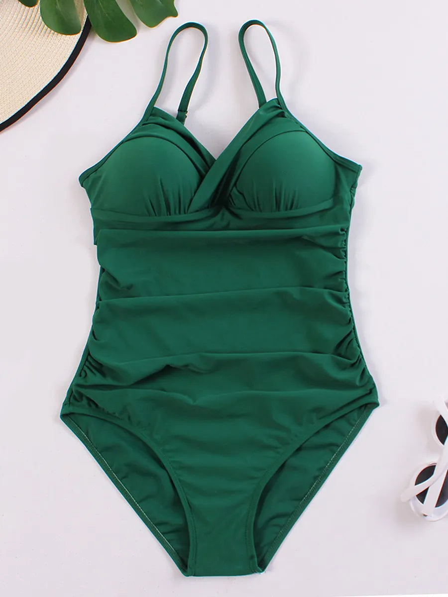 Comfortabel plus-size dames badpak, effen en modieus. Ideaal voor een relaxte dag bij het zwembad.