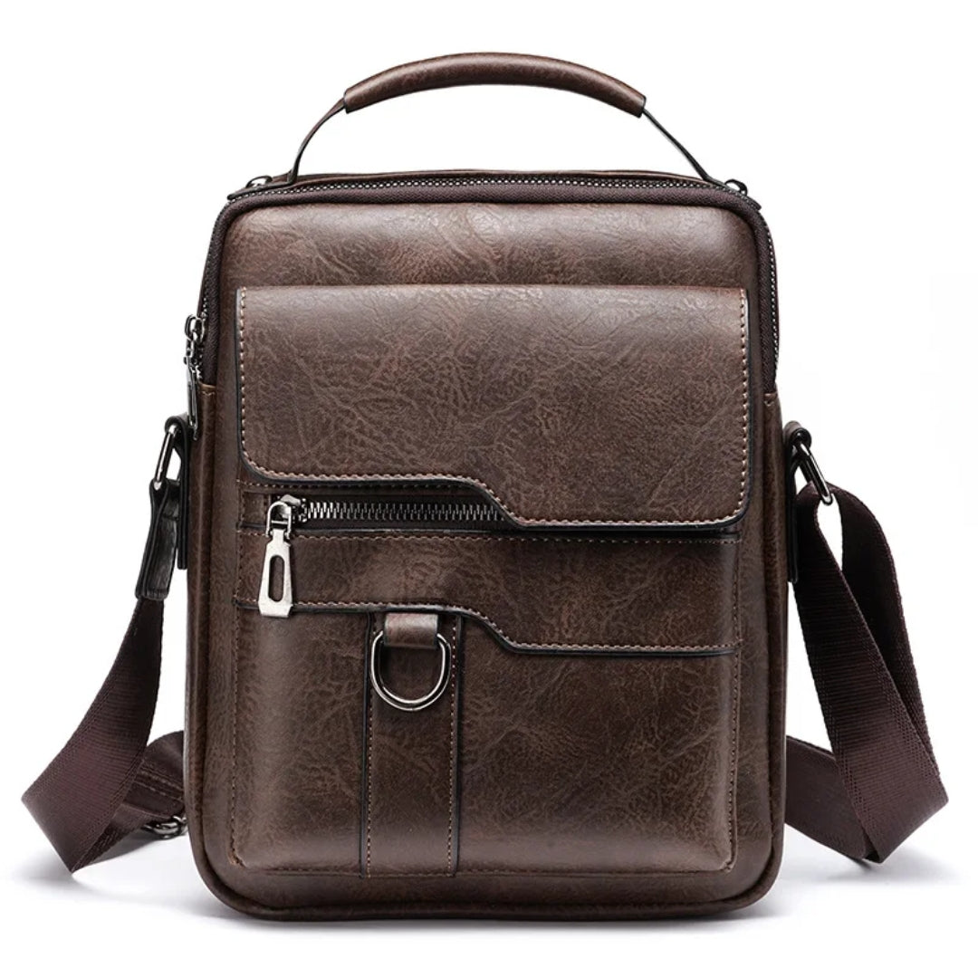 Elegante leren heren schoudertas, verstelbare riem, perfect voor dagelijks gebruik & als zakelijke messenger tas.