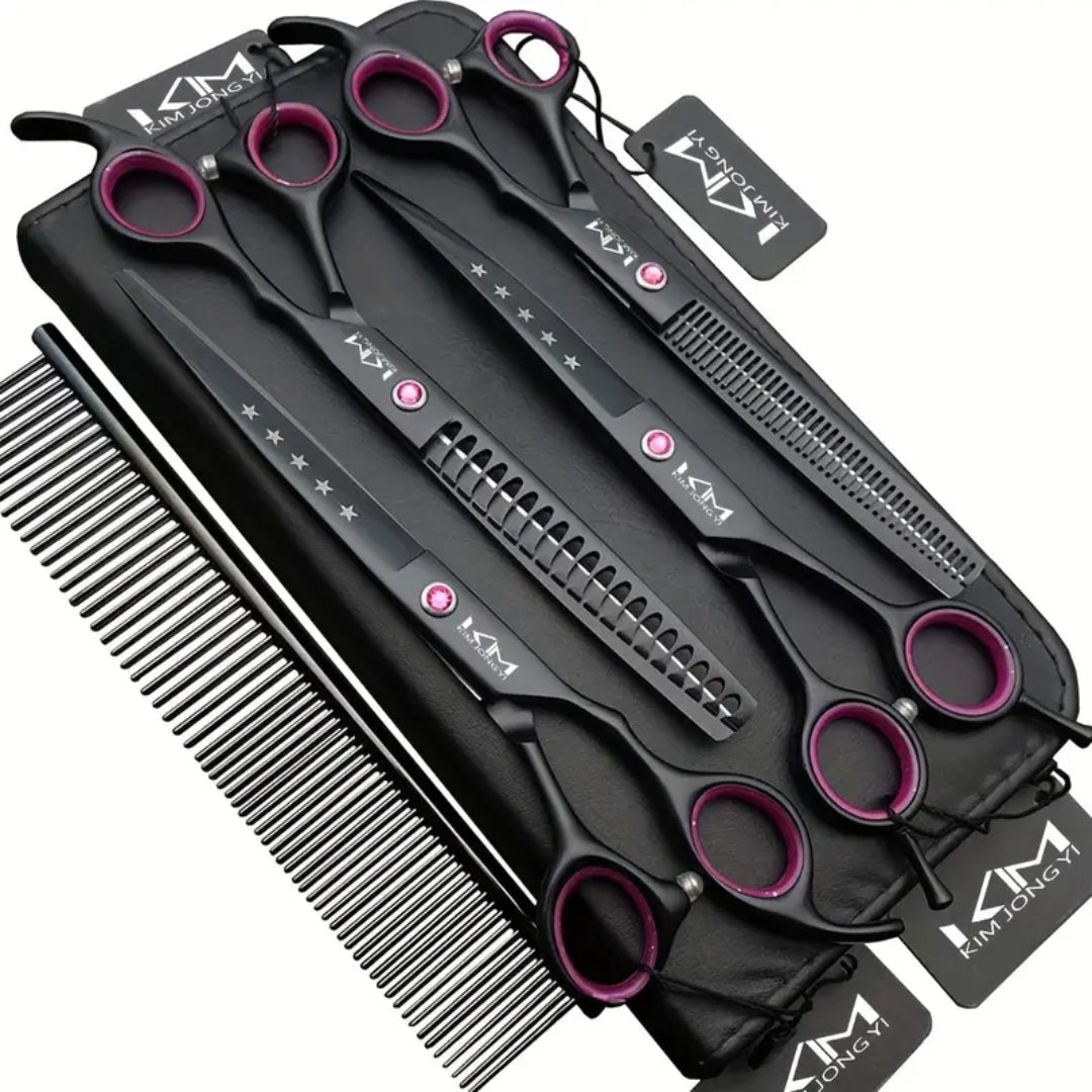 Professionele PrecisionPaw hondentrimset voor huisdier vachtverzorging. Complete set met diverse scharen.