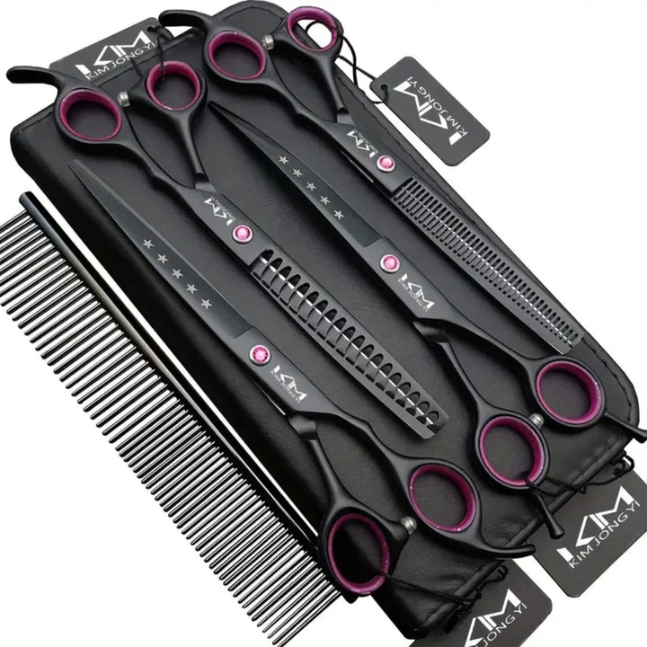 Professionele PrecisionPaw hondentrimset voor huisdier vachtverzorging. Complete set met diverse scharen.