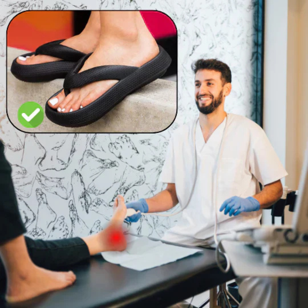 Zwarte orthopedische damesslippers, lichtgewicht comfort met ergonomische voetondersteuning.
