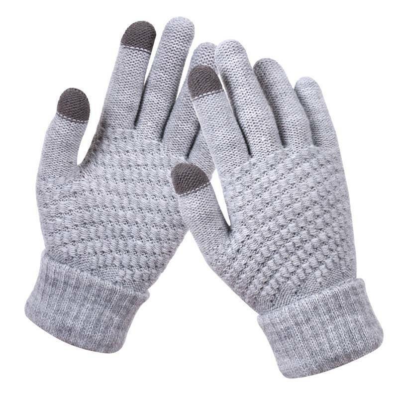 Warme gebreide winterhandschoenen voor dames met touchscreen functie, ideaal voor buiten.