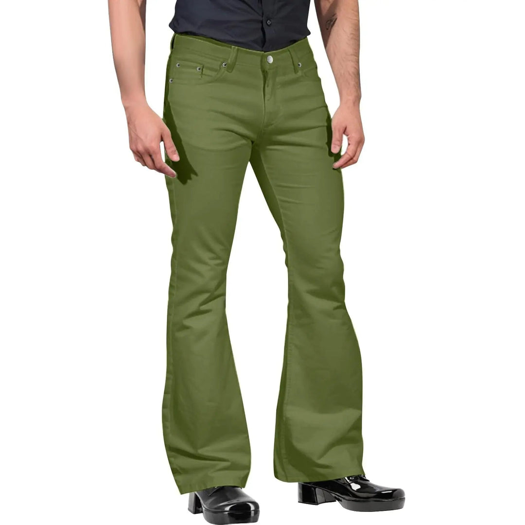 Heren retro flare broek met uitlopende pijpen, een statement piece voor elke jaren '70 geïnspireerde outfit.