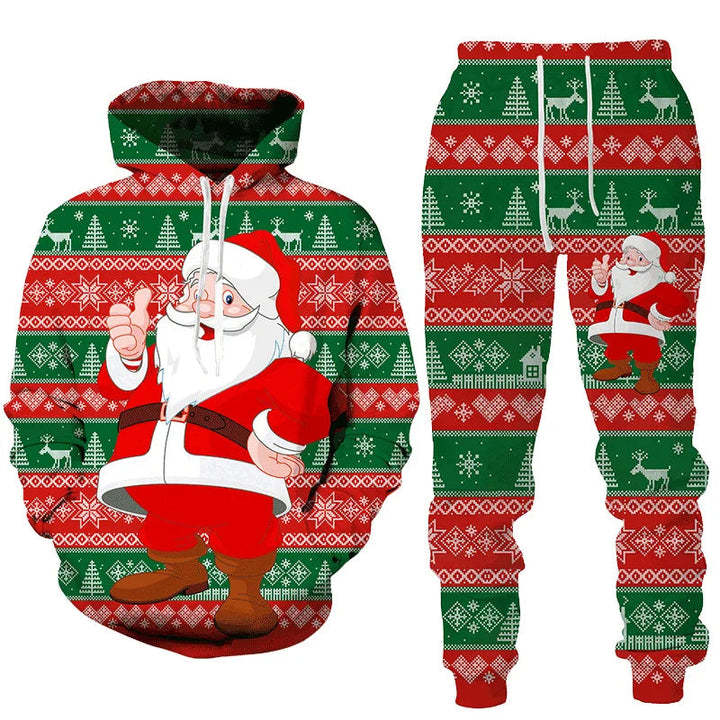 Comfortabel heren kerst joggingpak; ideaal als loungewear en vrijetijdskleding tijdens de wintermaanden.