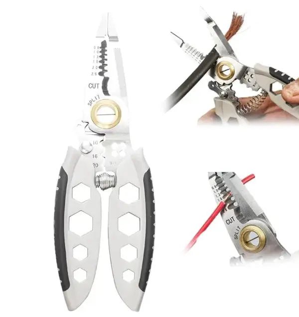 Duurzame chroom-vanadium kabelstripper met draadtang. Ideale multitool voor elektricien en klussen.