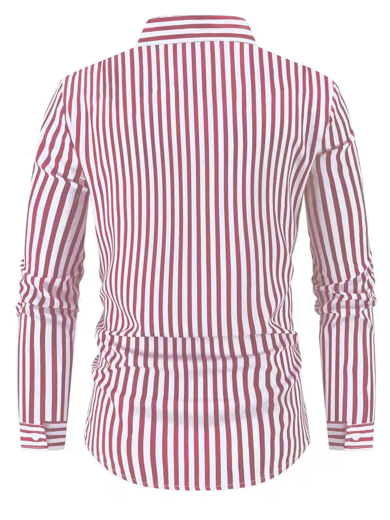 Herenoverhemd met verticale strepen, slim fit en lange mouwen. Geschikt voor zowel dagelijks als zakelijk.