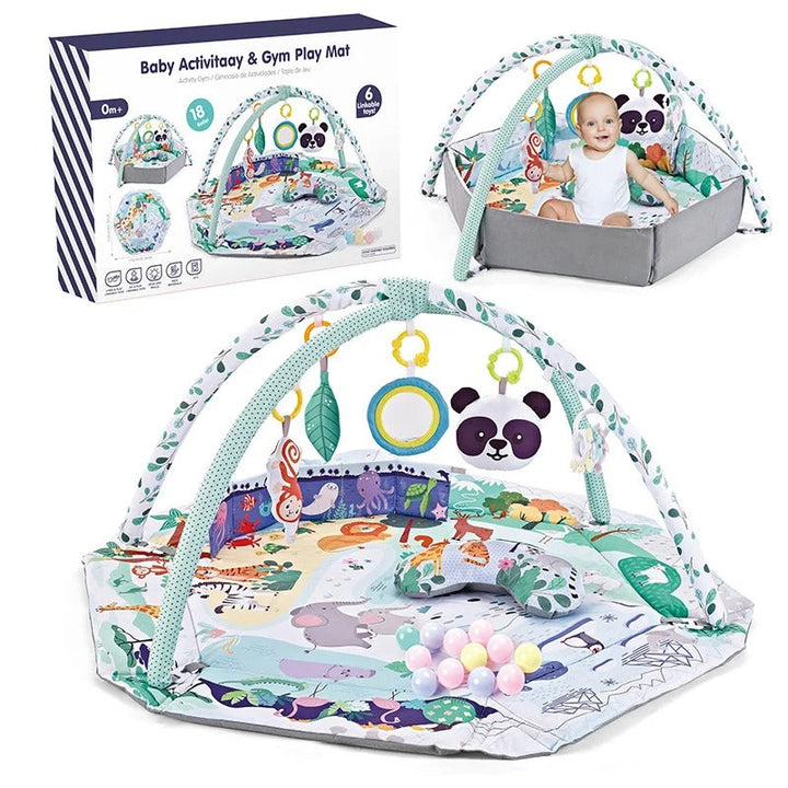 Multifunctioneel 8-in-1 baby speelkleed met activiteitencentrum voor vroege ontwikkeling en zintuiglijke stimulatie.