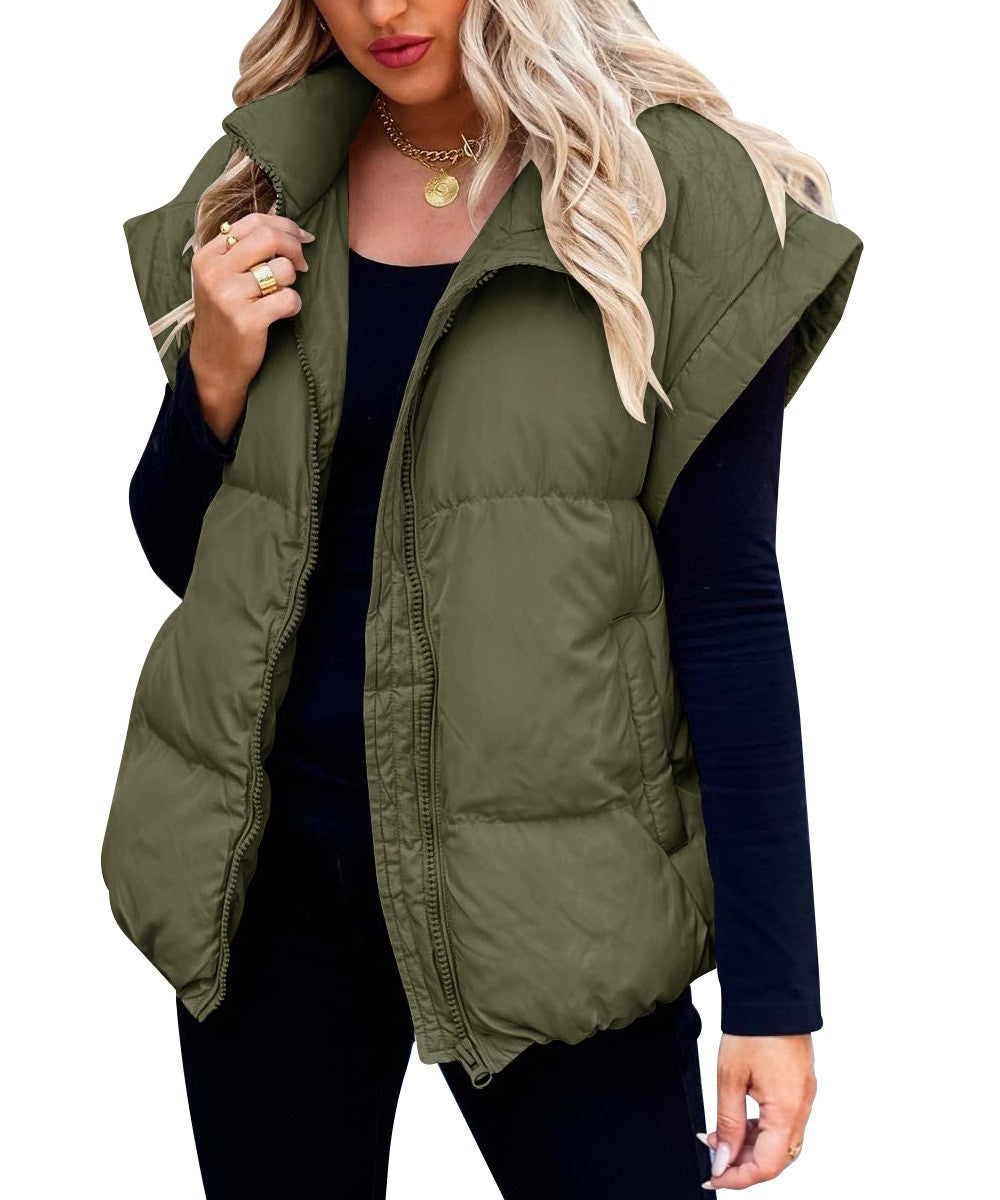 Trendy dames oversized puffer vest. Ideaal voor laagjes, comfortabel en warm. Stijlvolle wintermode voor vrouwenkleding.