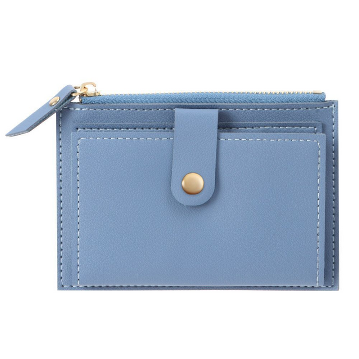 Stijlvolle lederen dames portemonnee met fluweel accent, compacte pasjeshouder.