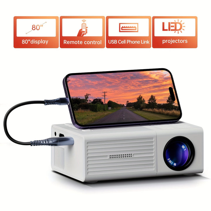 Draagbare mini projector met 3000 lumen voor heldere beelden, perfect voor HD thuisbioscoopervaring.