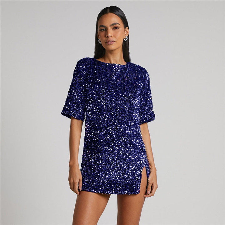 Prachtige dames galajurk met pailletten, schitterend en elegant, de ideale feestjurk voor kerst en oud en nieuw.