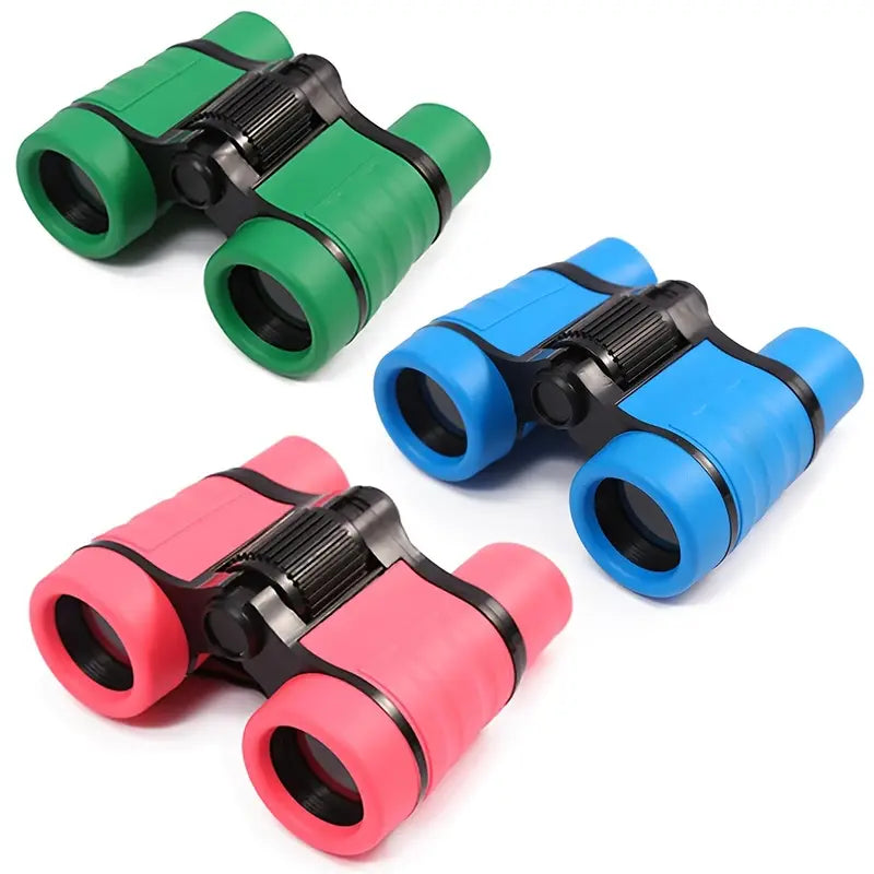 Roze schokbestendige kinder verrekijker 8x zoom. Perfect speelgoed voor educatief natuur ontdekken.