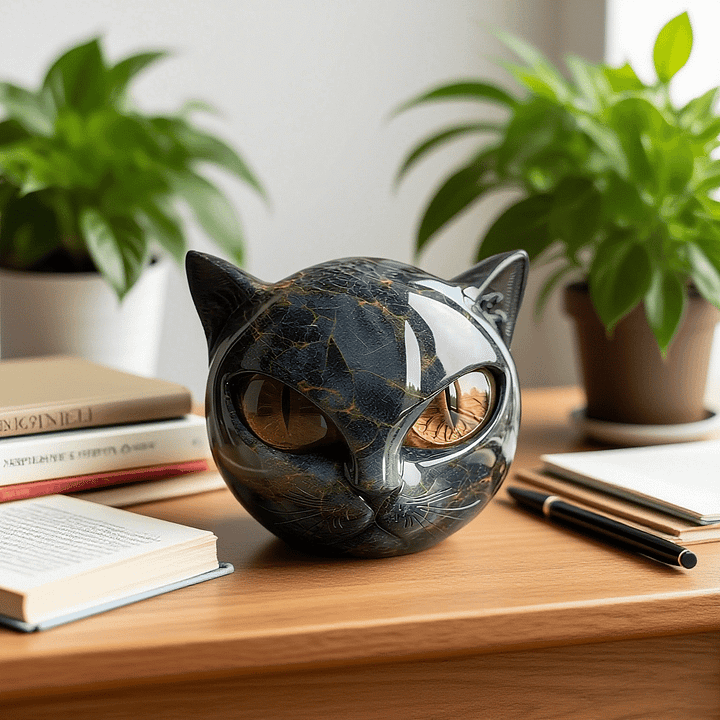 Hoogglans NoirCat sculptuur: elegante katten decoratie, perfect als cadeau of design object.