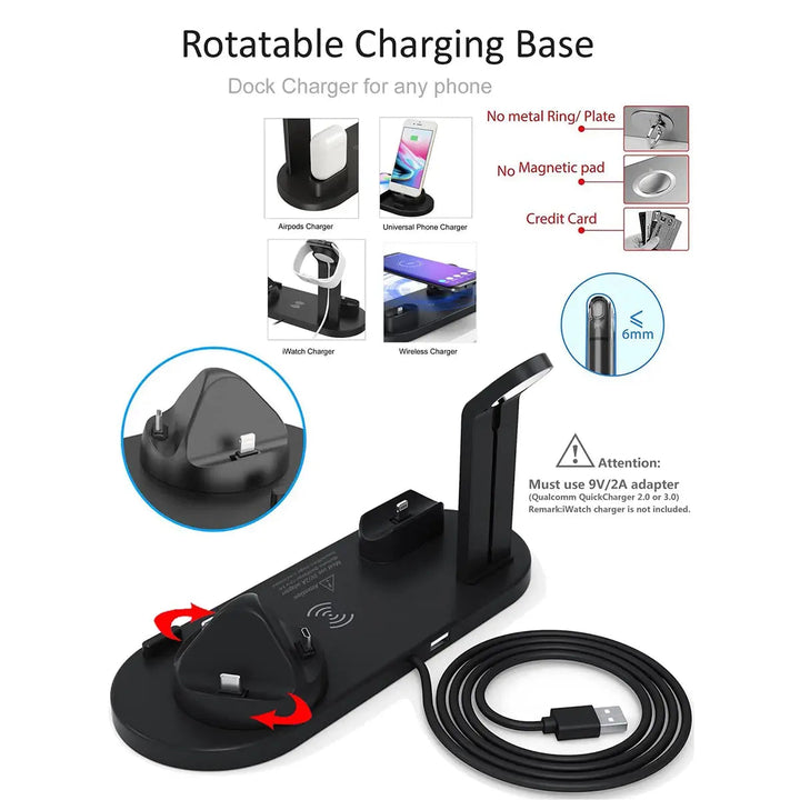 Compact draadloos oplaadstation voor iPhone, Apple Watch en AirPods. Universele Apple oplader dock.
