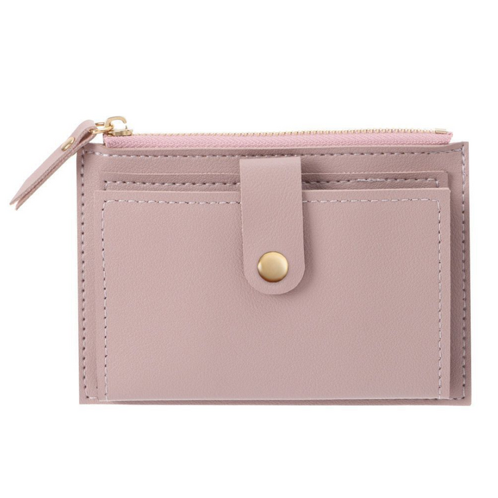 Compacte fluwelen dames portemonnee van leer, trendy en functioneel.