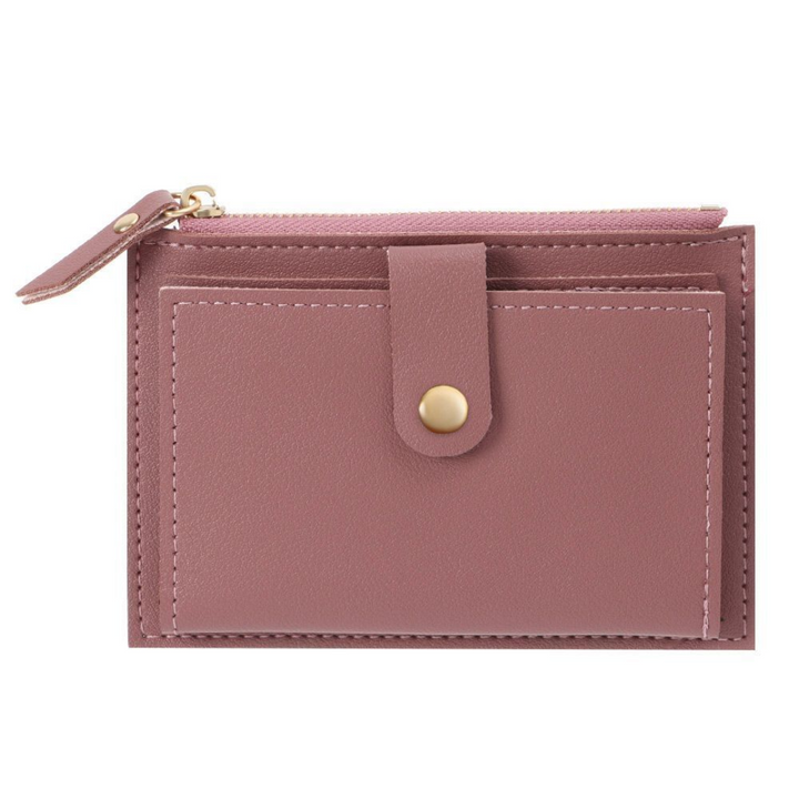 Trendy mini portemonnee dames, fluweel en leer, voor al je pasjes en geld.