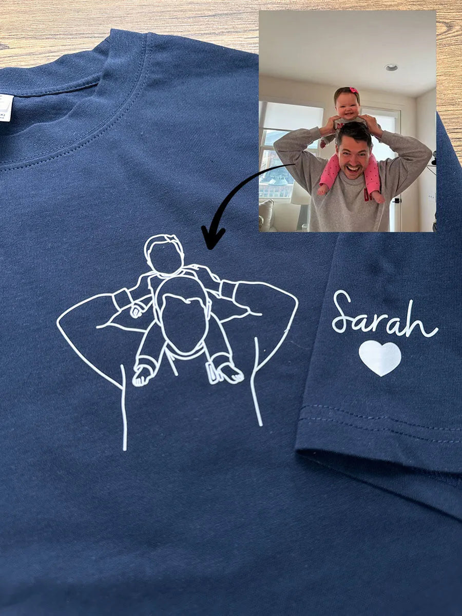 Gepersonaliseerde heren hoodie met geborduurde foto, ideaal Vaderdag cadeau voor papa of elke man.