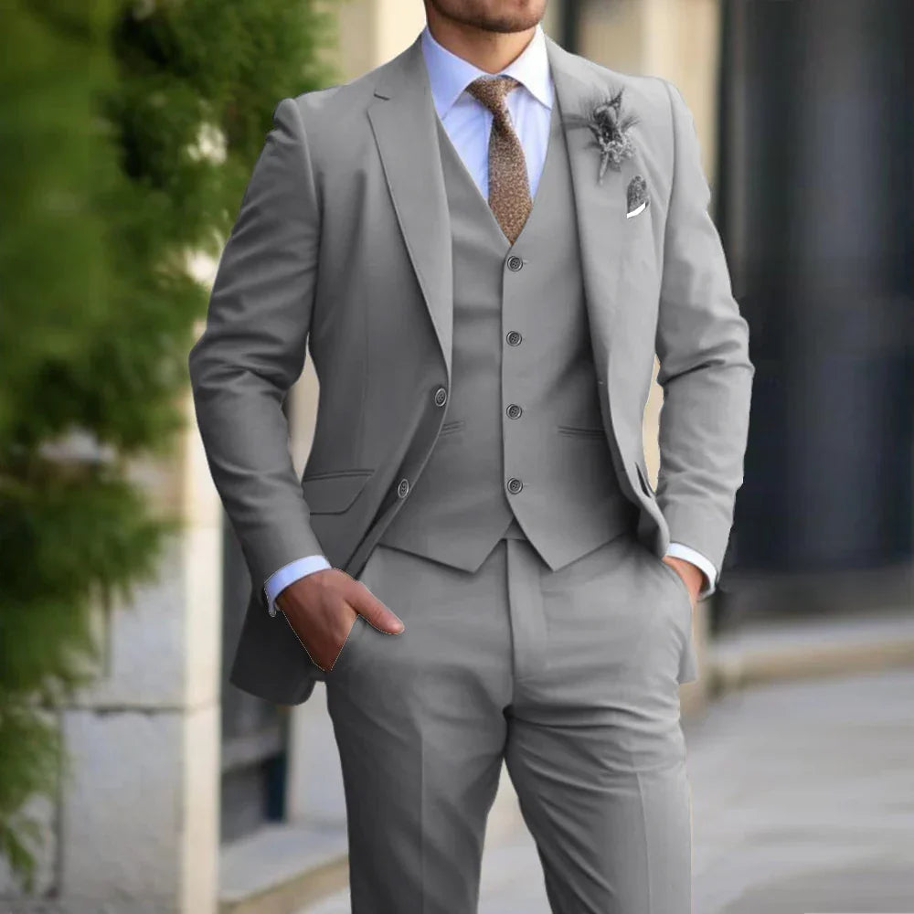 Zakelijke heren blazer, onderdeel van een driedelig pak, ideaal voor formele gelegenheden of bruiloften.