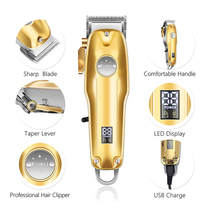 USB-oplaadbare haartrimmer voor draadloos gebruik en gemakkelijk reizen, altijd klaar voor grooming.