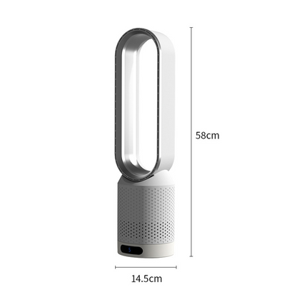 "3-in-1 luchtkoeler met UV-luchtreiniging en ionisatie, wit, compact, ideaal voor frisse en gezonde thuisomgeving."