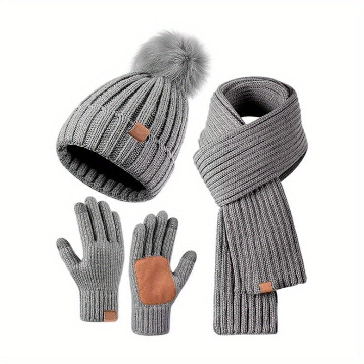 Complete gebreide winterset: Muts, sjaal en handschoenen voor dames en heren, essentieel voor koud weer.