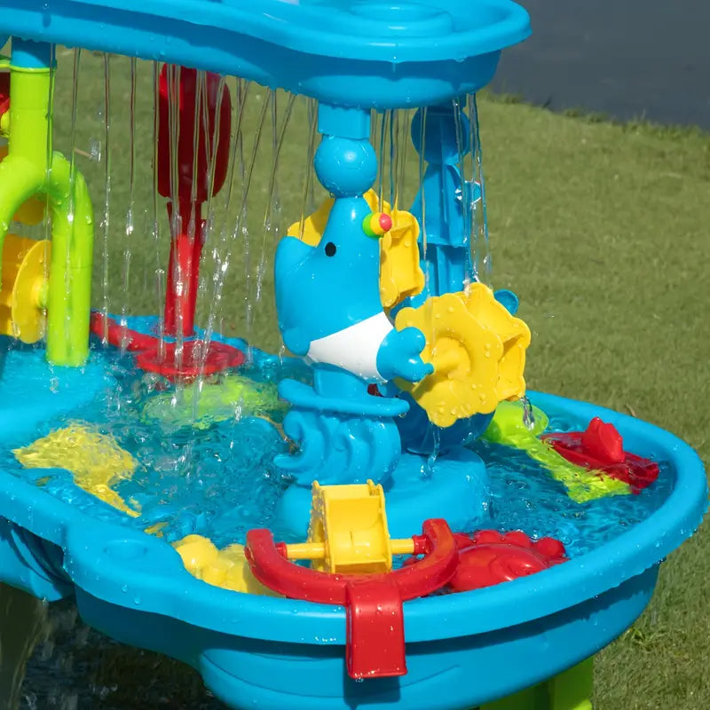 Multifunctionele mvb26 kinder zand- en watertafel met drie lagen voor eindeloos speelplezier buiten.