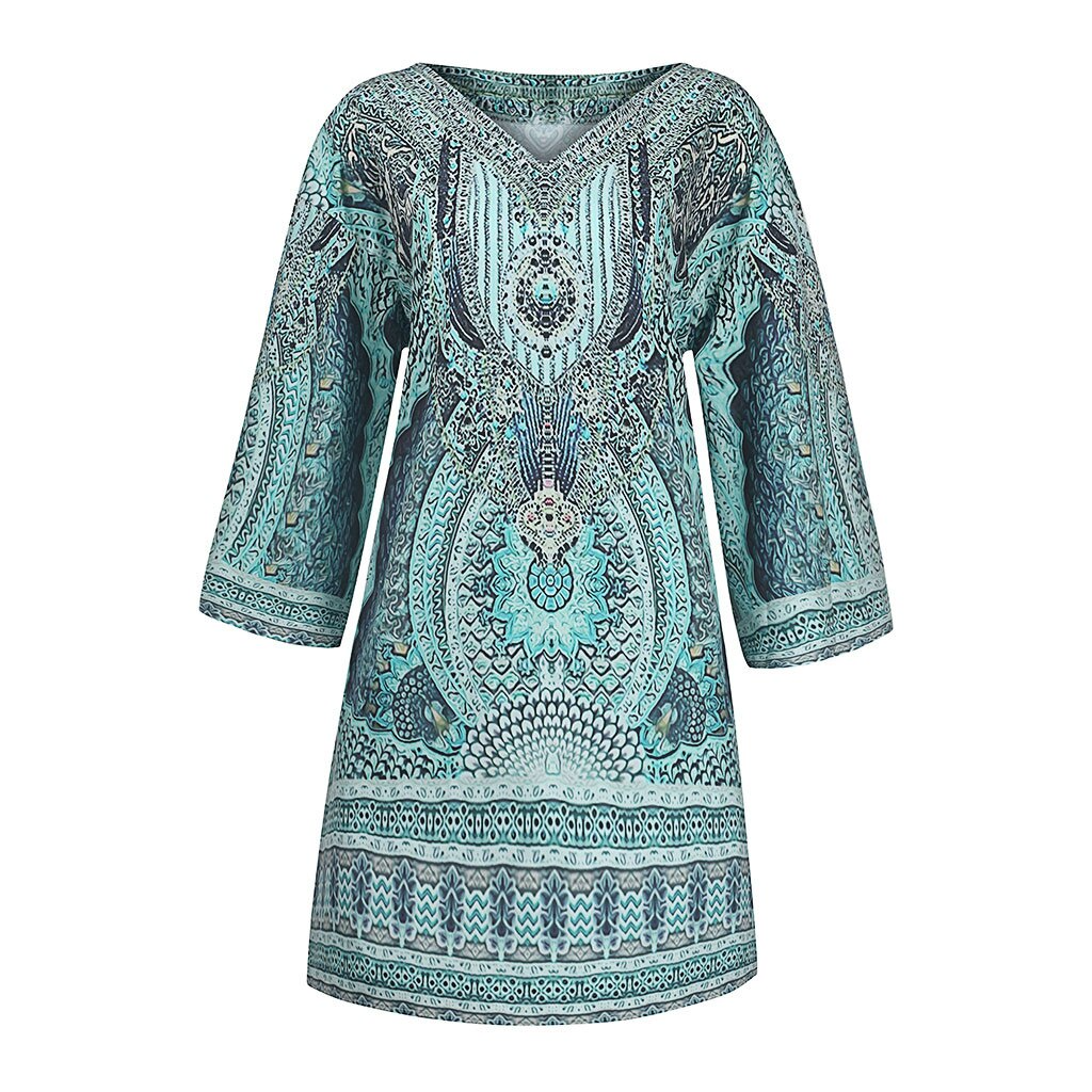 Losvallende Eva™ zomerjurk voor dames met een levendige, vrolijke print; comfortabel en modieus.