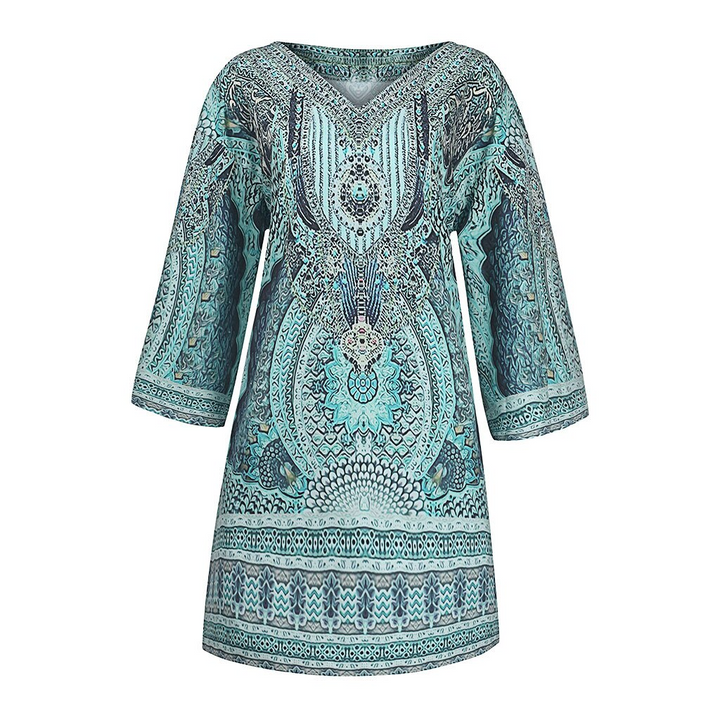Losvallende Eva™ zomerjurk voor dames met een levendige, vrolijke print; comfortabel en modieus.