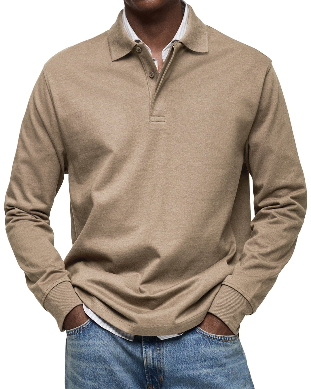 Tijdloze heren polo met lange mouwen, ontworpen voor dagelijks comfort en een nette uitstraling.